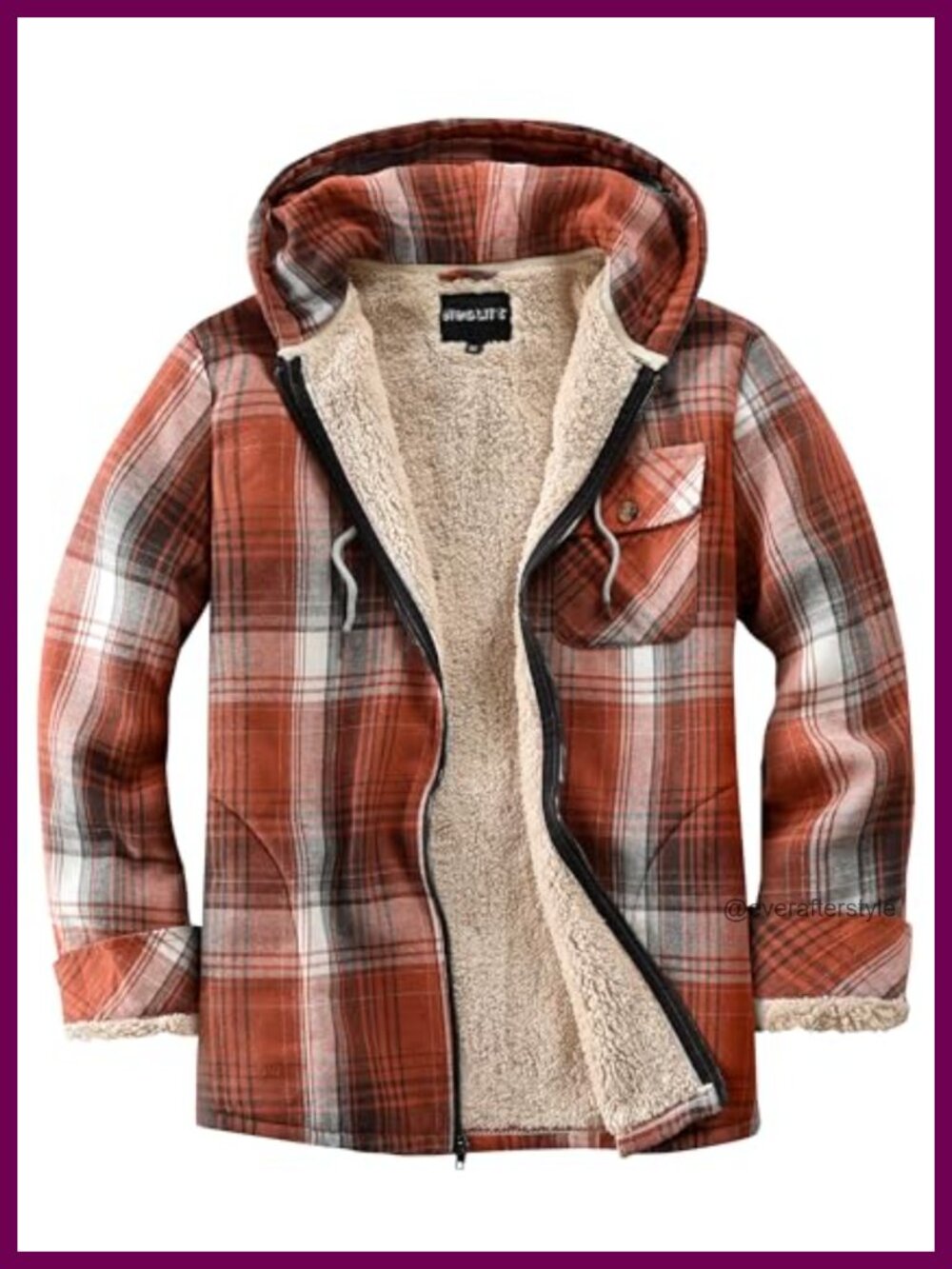 Plaid Fleece Flannel Hooded Jacket Sherpa Lined Full Zip Casual Winter